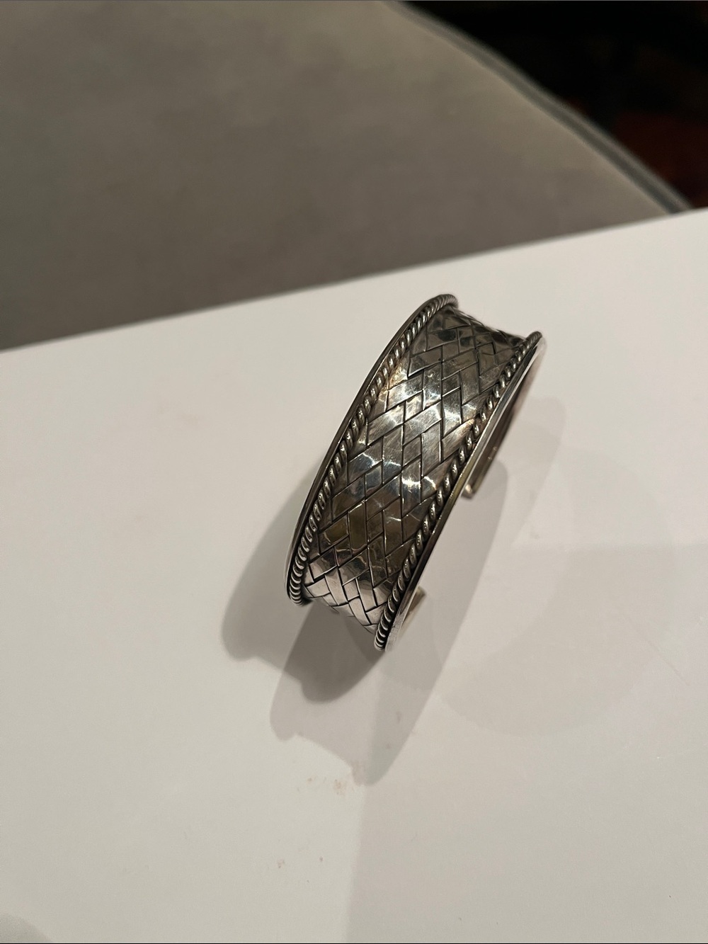 Woven Metal Cuff Bracelet - Silver